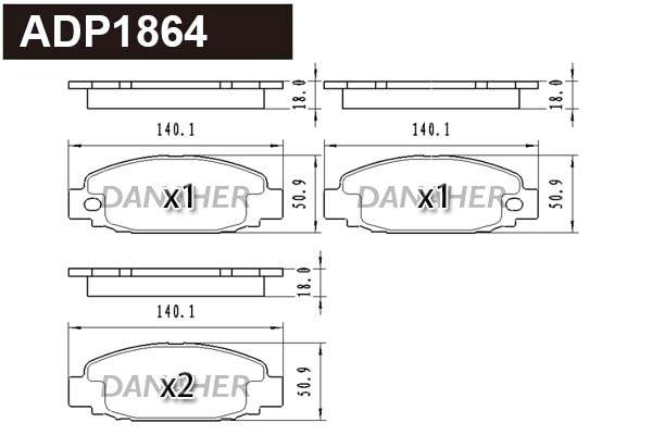 Brake Pad Set, disc brake (ADP1864)