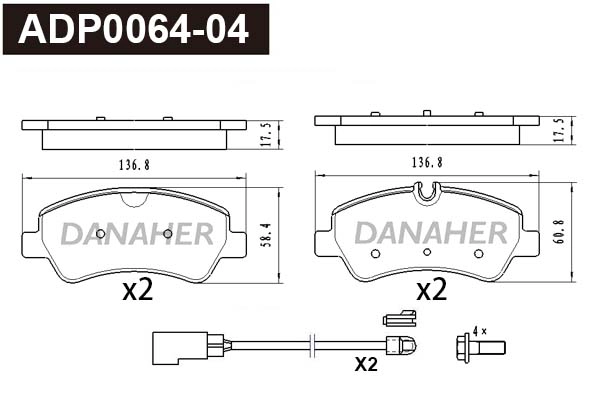 Brake Pad Set, disc brake (ADP0064-04)