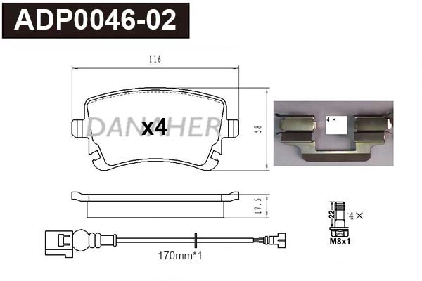 Brake Pad Set, disc brake (ADP0046-02)