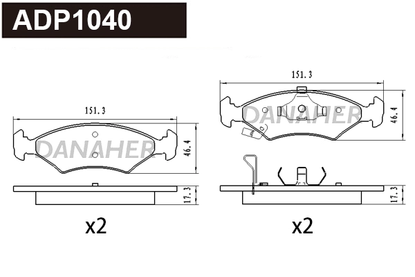 Brake Pad Set, disc brake (ADP1040)