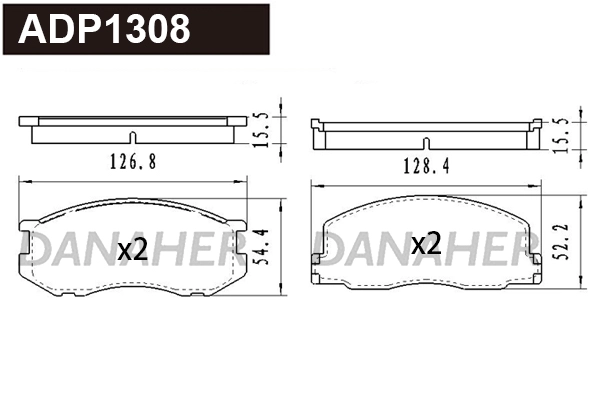 Brake Pad Set, disc brake (ADP1308)
