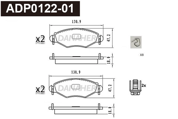 Brake Pad Set, disc brake (ADP0122-01)