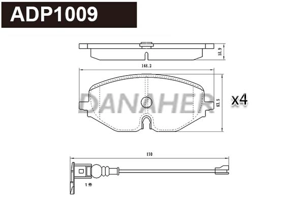 Brake Pad Set, disc brake (ADP1009)