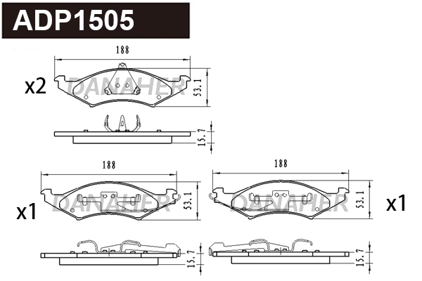 Brake Pad Set, disc brake (ADP1505)