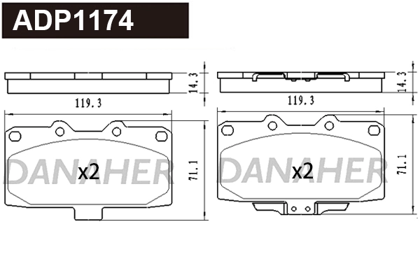 Brake Pad Set, disc brake (ADP1174)