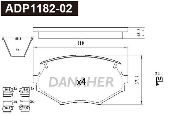 Brake Pad Set, disc brake (ADP1182-02)