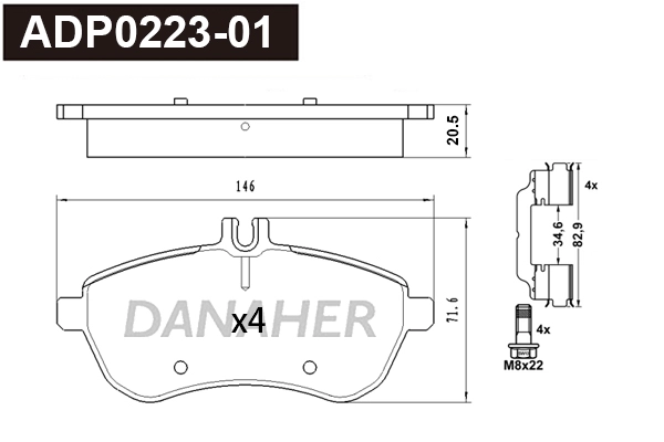 Brake Pad Set, disc brake (ADP0223-01)