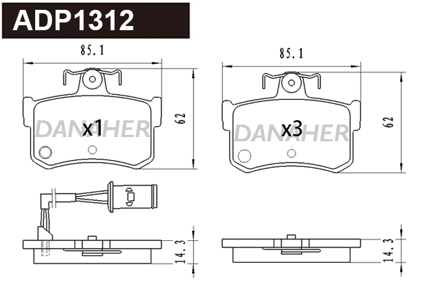 Brake Pad Set, disc brake (ADP1312)