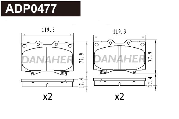 Brake Pad Set, disc brake (ADP0477)