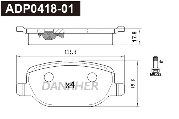 Brake Pad Set, disc brake (ADP0418-01)