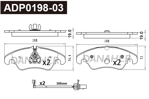 Brake Pad Set, disc brake (ADP0198-03)