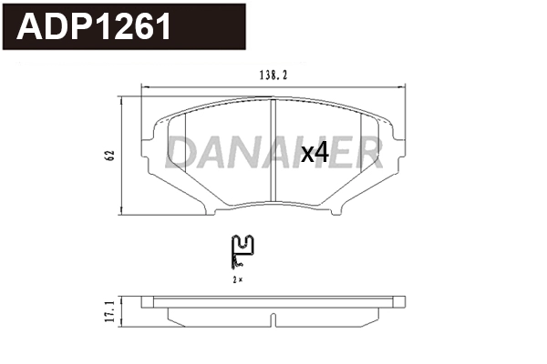 Brake Pad Set, disc brake (ADP1261)