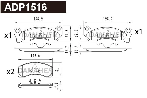 Brake Pad Set, disc brake (ADP1516)