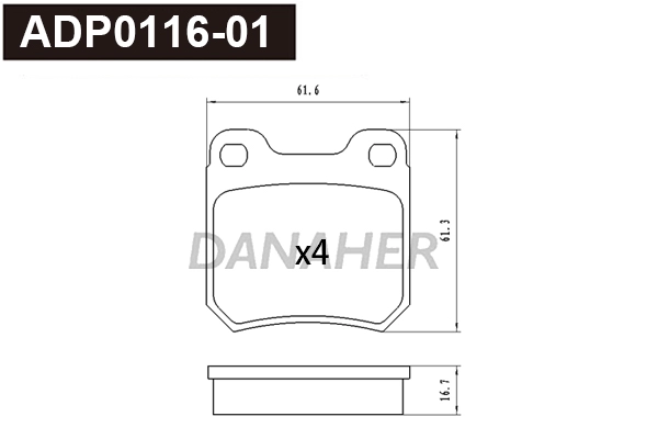 Brake Pad Set, disc brake (ADP0116-01)