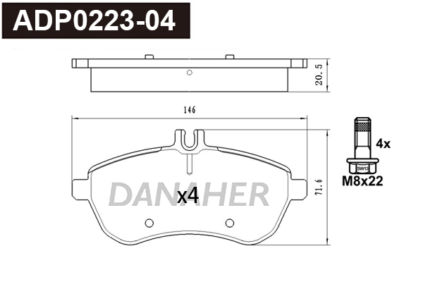 Brake Pad Set, disc brake (ADP0223-04)