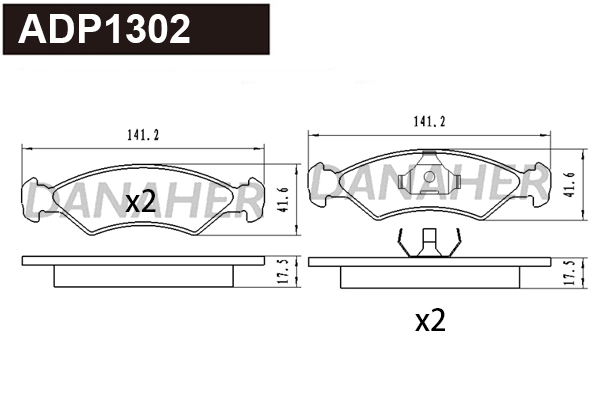 Brake Pad Set, disc brake (ADP1302)