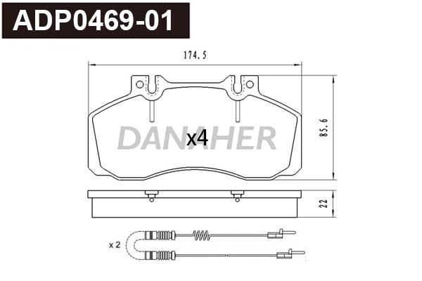 Brake Pad Set, disc brake (ADP0469-01)