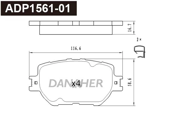 Brake Pad Set, disc brake (ADP1561-01)