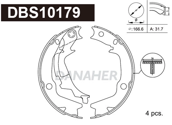 Brake Shoe Set, parking brake (DBS10179)