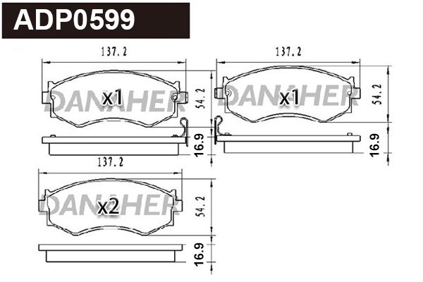 Brake Pad Set, disc brake (ADP0599)