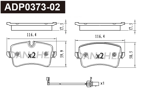 Brake Pad Set, disc brake (ADP0373-02)