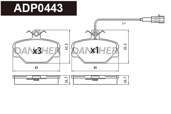Brake Pad Set, disc brake (ADP0443)