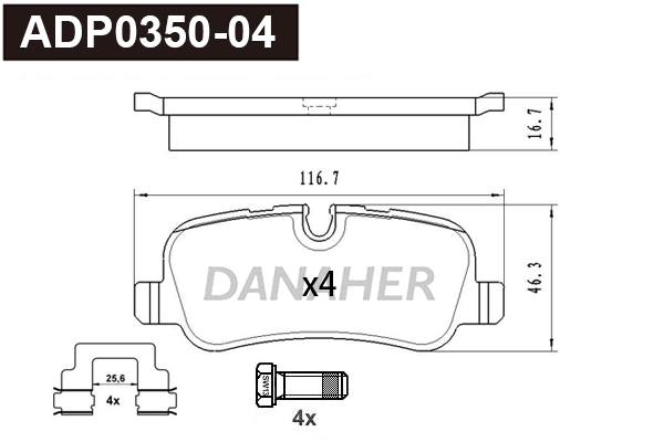 Brake Pad Set, disc brake (ADP0350-04)