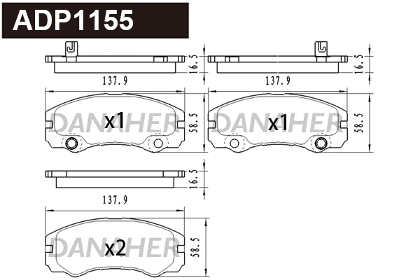 Brake Pad Set, disc brake (ADP1155)
