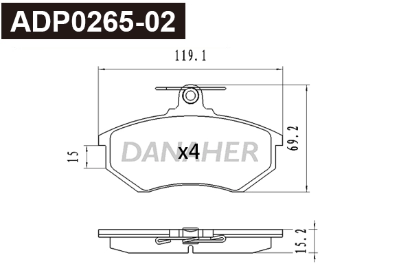 Brake Pad Set, disc brake (ADP0265-02)