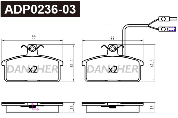 Brake Pad Set, disc brake (ADP0236-03)
