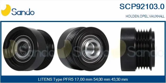 Belt Pulley, alternator (SCP92103.0)