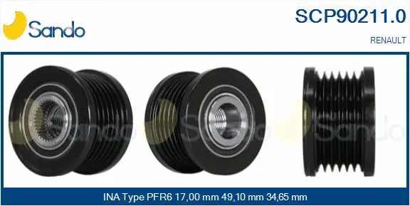 Belt Pulley, alternator (SCP90211.0)