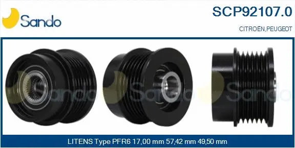 Belt Pulley, alternator (SCP92107.0)