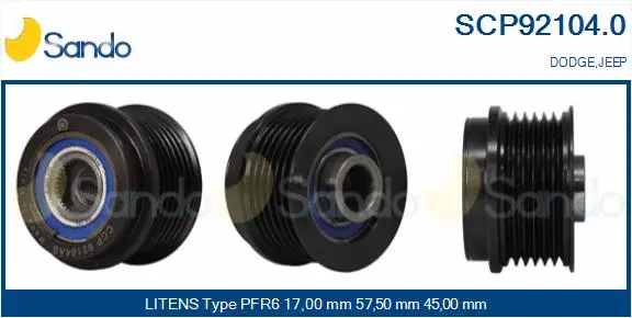 Belt Pulley, alternator (SCP92104.0)