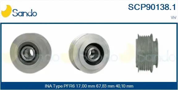 Belt Pulley, alternator (SCP90138.1)