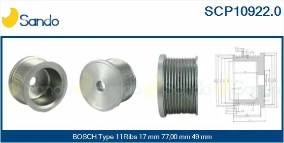 Belt Pulley, alternator (SCP10922.0)