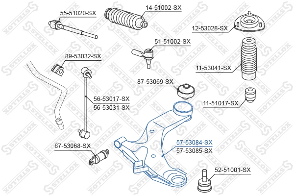 Control/Trailing Arm, wheel suspension (57-53084-SX)