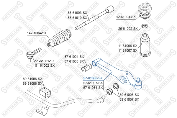 Control/Trailing Arm, wheel suspension (57-61006-SX)
