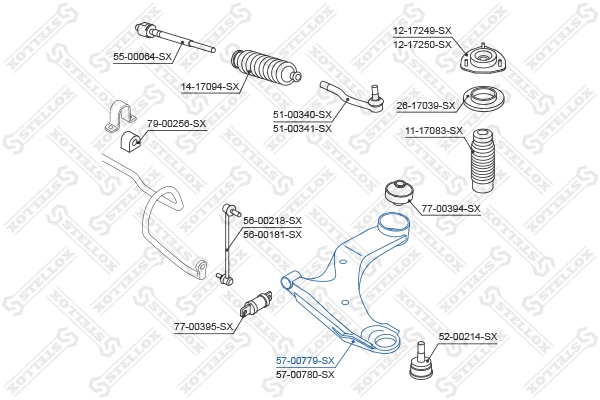 Control/Trailing Arm, wheel suspension (57-00779-SX)