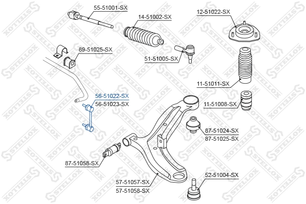 Link/Coupling Rod, stabiliser bar (56-51022-SX)