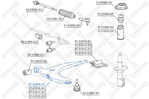 Control/Trailing Arm, wheel suspension (57-51015-SX)