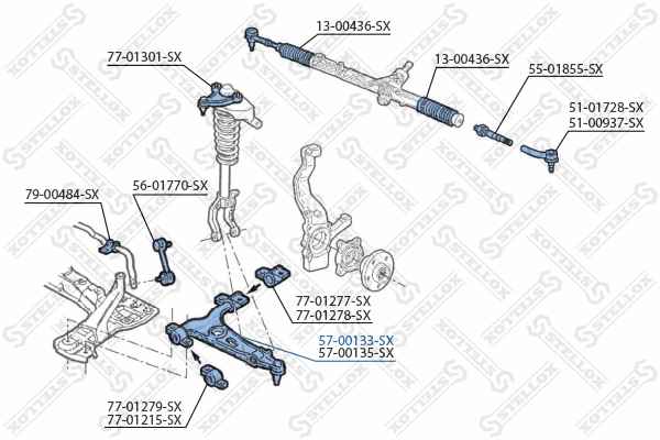 Control/Trailing Arm, wheel suspension (57-00133-SX)