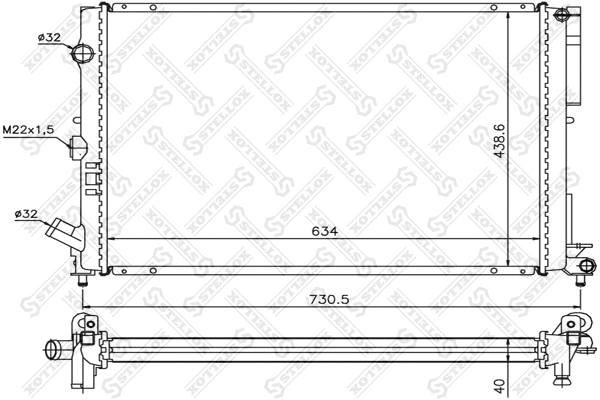 Radiator, engine cooling (10-25037-SX)