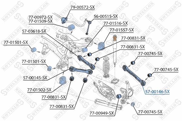 Control/Trailing Arm, wheel suspension (57-00146-SX)