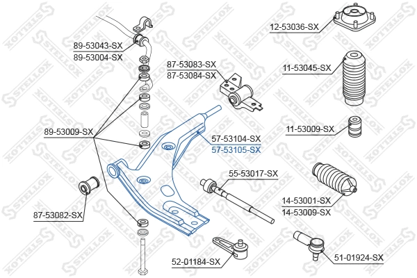 Control/Trailing Arm, wheel suspension (57-53105-SX)