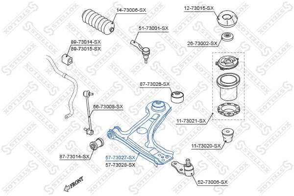Control/Trailing Arm, wheel suspension (57-73027-SX)