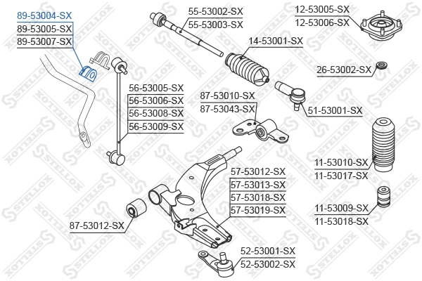Mounting, stabiliser bar (89-53004-SX)
