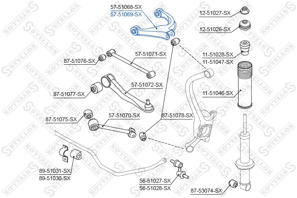 Control/Trailing Arm, wheel suspension (57-51069-SX)