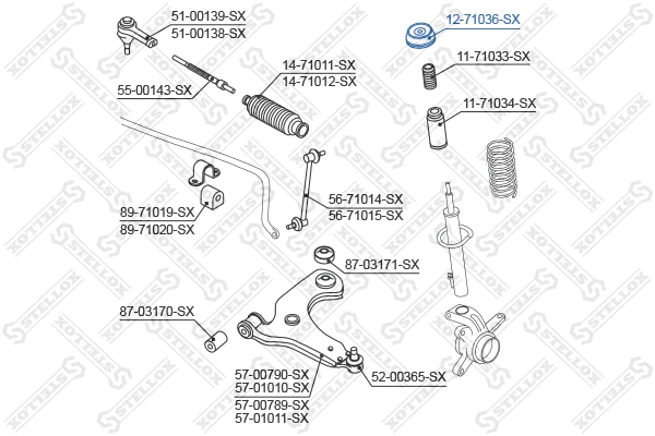 Suspension Strut Support Mount (12-71036-SX)