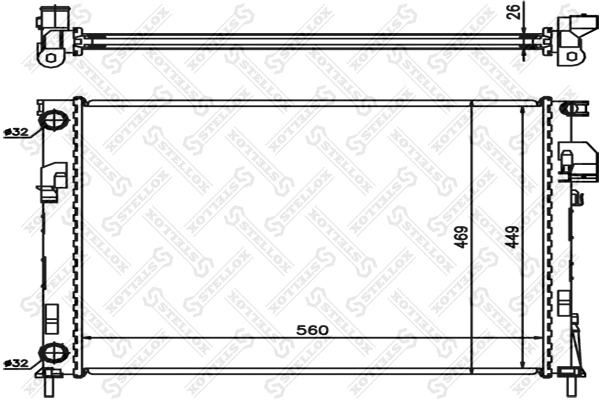 Radiator, engine cooling (10-26003-SX)